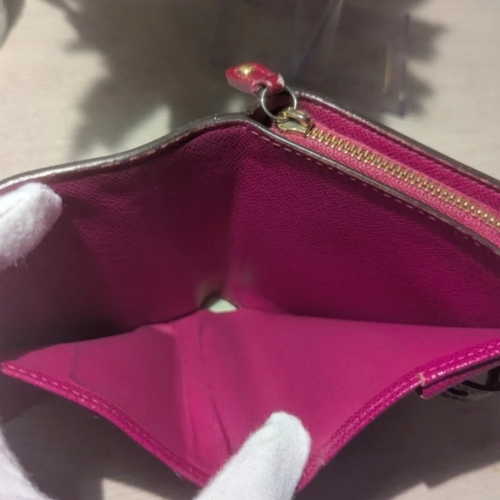 Louis Vuitton Perforated Metallic Brown Wallet with Magenta Interior
